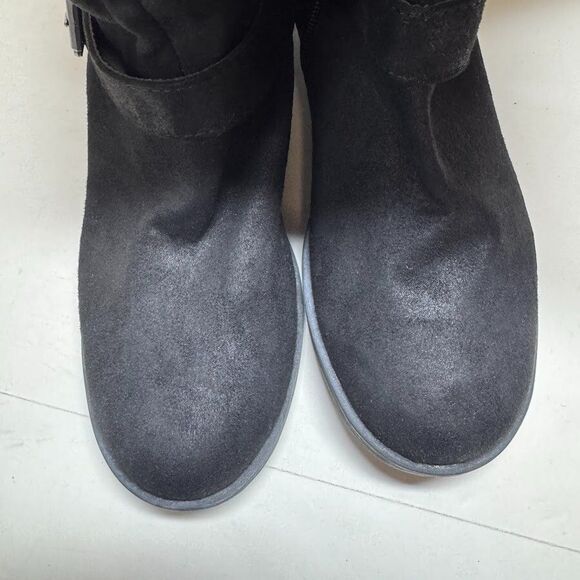 White Mountain Womens 7.5 M Black Buckle Detail Zip Up Lined Boots PREOWNED ZZ7 - Picture 4 of 5